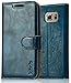 Price comparison product image Samsung Galaxy S6 Case / Cover, Labato® Vintage Leather Flip Book Folio Case Cover Wallet Pouch Luxury Phone Case for Samsung Galaxy S6 with Stand Feature, Magnetic Closure, Card Slots & Cash Compartment - Multifuctional Galaxy S6 Cover in Retro Blue Lbt-SM6-01Z46