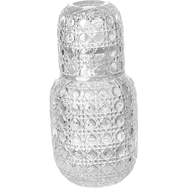 Gemstone Collection Bedside Carafe Set - 15.7 Oz Pitcher & 5.4 Oz Glass, Clear, For Water Or Mouthwash