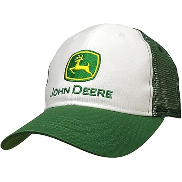 Gorra De Béisbol John Deere - Ajustable, Bordada, Estilo Camionero En Blanco/Negro