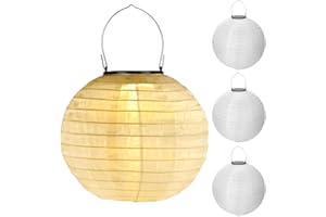 LUCKYKODOR Lot de 4 Lanterne en Tissu LED Lanterne solaire Imperméable à l'eau pour l'extérieur Lanternes décoratives DIY pour Les festivals, Les fêtes d'anniversaire, Les patios, Les décorations de Noël