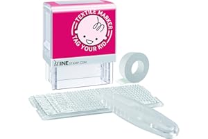 Mine Stamp Tampon Encreur de Vêtements et de Livres | Tampon Compact de Vêtements Personnalisable pour Adultes et Enfants | Tampon nominatif Personnalisé pour Vêtements d'Enfants