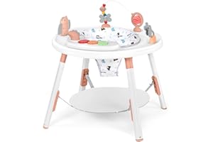 UBRAVOO Baby Activity Center,3-in-1 Baby Walk Along Toys with Removable Toys and 360° Rotating Seat - Ideal for Infant Development and Entertainment (Pink)