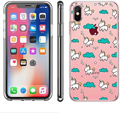 iPhone X Case,iPhone X Cover,Ticase Ultra Slim Fit [Anti Scratch] Transparent Clear Crystal Soft TPU Silicone Gel Case with Creative Cartoon Pattern Painted Cover for Apple iPhone X (2017 Release) Protector - Cute Unicorn