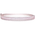 ZAVYA 925 Sterling Silver Bracelet | Rose Gold Plated Glossy Cubic Zirconia Valentine's Gift Ideas-Women Kada Bracelet | With Certificate of Authenticity and 925 Hallmark