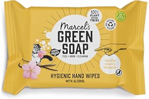 Marcel's Green Soap Hygienic Wet Wipes for Hands - Vanilla & Cherry Blossom - Plant Based