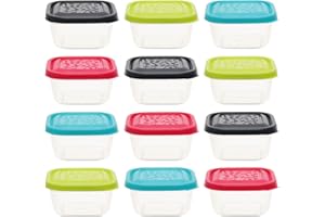 idea-station recipientes para Alimentos plastico 12 x 300 ml - Colores - con Tapa - Botes Cocina almacenaje - Fiambrera Infantil