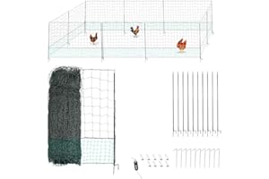 Oxeo Filet de Cloture à Poule 30M - avec Porte d'accès - 10 piquets renforcés Double Pointes - Hauteur 120cm - Noir