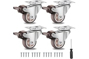 W B D WEIBIDA 38mm Roulettes Pivotantes avec 4 Frein, Jusqu'à 135KG Roulette Charge Lourde Rouler en Douceur, Caoutchouc Roulettes pour Tous Les Sols, Meuble, Étagères, Coffres à Jouets,lot de 4