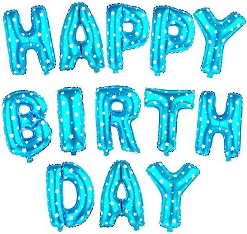 kaimo 16 inches Letter Balloons HAPPY BIRTHDAY Foil Balloons Blue ballons birthday party decorations kids party Supplies