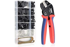 YMYP Open Barrel Terminal Wire Crimping Tool with 590PCS JST-SM Connectors Kit- 24-16 AWG (0.25-1.5mm²) Crimper for AMP-TE 2.8/4.0/4.8/6.3 JST-SM2.54/XH2.54/VH3.96 & Molex (DX-YM-58BS+590PCS)