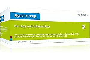 ‎NUTRIMMUN nutrimmun MyBIOTIK® PUR (90 x 2 g) Pulver – Nahrungsergänzungsmittel mit einem speziellen Komplex aus stoffwechselaktiven Bakterienkulturen, Biotin und Vitamin B2 – Für Haut und Schleimhäute