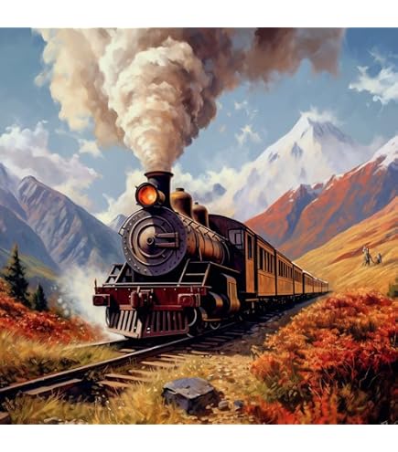 DIY Diamant Painting Kit – Verschneite Landschaft Mit Zug, 30x40 Cm, Inkl. Werkzeug