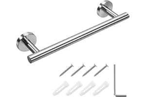BLUCENT Towel Rail Wall Mounted 304 Stainless Steel Brushed Finish Towel Holder Single Towel Bar Small Towel Rack for Bathroom and Kitchen 30cm (Brushed Silver)