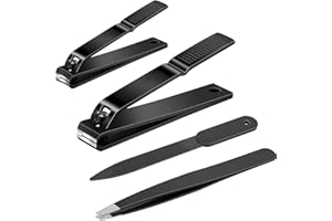 BESTOPE PRO Bestope Extra Wide Jaw cortauñas Set, fabricado en acero inoxidable de alta calidad, ultra afilado, incluye lima uñas y pinzas para uñas de manos y pies.