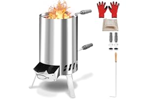 Vigevee Chauffage de piscine avec feu et spirale chauffante, chauffage de piscine, 100 % acier inoxydable, diamètre de 32 à 38 mm, raccord pour poêle de piscine, tonneau à feu avec tapis ignifuges et