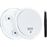 MIYADIVA 30X Magnifying Mirror with Suction Cup for Easy Mounting, Travel Mirror for Makeup, Eyebrows & Shower - 6 Inch
