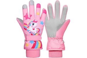 TOKYMOON Kinder Skihandschuhe Snowboard Handschuhe Schneehandschuhe wasserdichte Und Winddichte Winter Handschuhe Anti-Rutsch Plüsch Gefüttert Warm Handschuhe für Mädchen Jungen