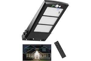SARAROOM lampadaire solaire exterieur - Lampe de sécurité à détecteur de mouvement 189 LED 6500K Daylight avec télécommande 6 modes Dusk to Dawn Flood Wall Lamp IP65 Waterproof for Patio Yard Street Lighting