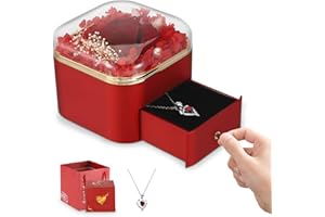 VOLIVEETA Preserved Real Rose, Forever Rose With Gift Box And Highly Transparent Acrylic Cover，Flowers Gifts For Women、Girlfriend Wife Mother Present For Birthday, Valentine'S Day, Anniversary, Mother'S Day