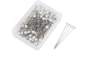 MenYiYDS 100 pezzi Perni di Corpetto Perni per dritte spille rotonde a testa dritta aghi per fiori di perle di nozze aghi con testa di perle finte per lavori di cucito decorazioni di nozze (bianco)