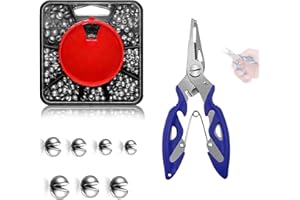 GENERIC 179PCS Split Shot Fishing Weights, 7-Way Dispenser Fishing Tackle Set with Pliers, Soft Metal Fishing Shot Weights for Carp and Coarse Angling, Durable Fishing Weights for All Conditions