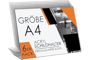 Studiocen Aufsteller A4 6er-Set - Acryl Tischaufsteller A4 Für Büro, Rezeption, Hochzeit - Hochwertiger Steller Für Einzigartige Veranstaltung 21,7 x 30 cm