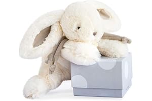 Doudou et Compagnie - Doudou Lapin Bonbon - Boite Cadeau - Taupe - 30 Cm - Doux - Idée Cadeau de Naissance Fille et Garçon - Garantie Doudou Perdu - 1243