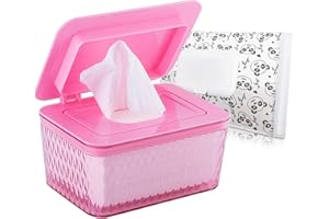 Umtiti Wipes Dispenser & Wipes Pouch/Tissue Bag, Wipes/Tissue Case with Moisture Seal Secure Lid, Non-Slip Rubber Feet & Sealing Design Keeps Wipes Fresh, Dustproof Wipes Container(PK+Panda)