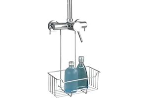 WENKO Etagère de douche Milo, Panier Douche à Suspendre, Acier Inox brillant, 25x36x14 cm