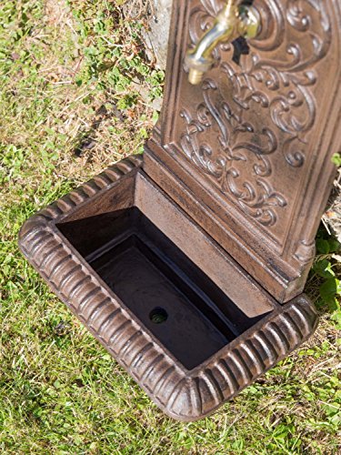 Brunnen 66cm Waschbecken Eisen Braun Wandbrunnen Garten antik Stil fountain - 5