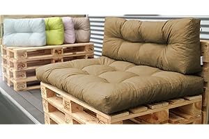 Royal Schneider Lot de coussins pour canapé en palette - Coussins d'assise ou de dossier - 120 x 80 cm - 21 cappuccino - 1 coussin d'assise 120 x 80 x 12 cm
