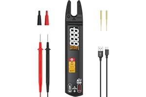 BSIDE U0 Multimètre Numérique Pince Ampèremétrique Ouverte Entièrement Automatique pour AC DC Courant Tension Résistance et Continuité Mini Détecteur de Tension Rechargeable avec Sondes prolongées