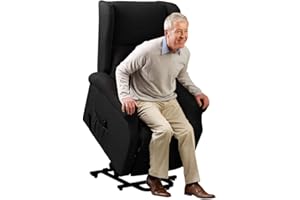 BAKAJI Poltrona Alzapersona Elettrica Motorizzata Reclinabile in Similpelle Ecopelle con Tasca Porta Telecomando per Anziani e Persone Disabili (Nero)