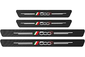 EAGLEG 4Pcs Voiture Fibre de Carbone Plinthes Autocollant, pour FI-at 500 500C 500X 500L Panda Bravo, Kick Plates Anti-Rayures Protecteur PéDale Seuil Porte,Car Style Intérieur Accessoires, 500C