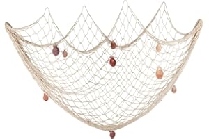 FANGOO Fishing Net Decoration with Natural Sea Shells Decorative Nautical Fish Net Beach Themed Fishing Net Wall Hanging for Party Wall Home Wedding Photographing Decoration,200CM x150CM
