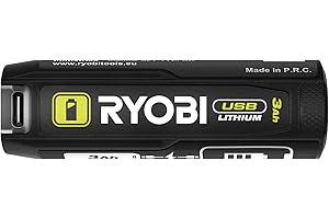 RYOBI Batterie USB Lithium 4V 3,0 Ah Compatible avec la Gamme USB Lithium et utisable en Tant Que Batterie Externe, livrée avec Son câble USB-C - RB4L30