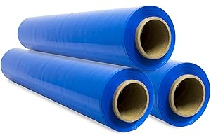 SIDI GLOBAL MARKET Film para Embalar, Film Azul, Papel Film, Rollo de Plastico Protector Muebles, Cajas Mudanza, Plastico Cubretodo 50cm x 300m estirables - SIDI (3 unds, Azul)
