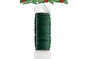CYDALUYA Florist Wire, Christmas Wreath Making Wires,Green Florist Wire,35M Xmas Floristry Wires for Wreath Floral Bouquets, DIY Flower Arrangement Crafting.