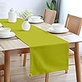 Encasa Table Runner Size 32x150 cm | Cotton Canvas Fabric | Lime Green Solid Color | Machine Washable & Durable