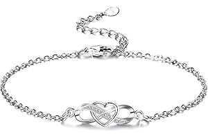 LYL.Adorer Juego de Joyas para Mujer, Collar y Pulsera Corazón Infinito, Pendientes Corazón con Cristales Swarovski, Plata de Ley 925