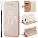 Produktbild SMART LEGEND Lederhülle für Samsung Galaxy A3 2017 Ledertasche Hülle Gold Drucken Weinstock Muster Schutzhülle Premium PU Leder mit Handschlaufe Flip Case Protective Cover Innere Weiche Silikon Bookcase Handy Tasche Schale mit Kartenfächer Magnetverschluß Standfunktion Etui