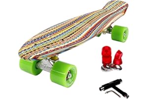 FunTomia Planche à roulettes Mini-Board Skateboard 57cm - avec roulements ABEC-11 - Style Retro Cruiser en Plastique