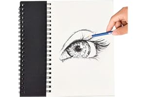 DISINO 2pcs Album da Disegno A5, 100 Pagine Taccuino Rilegato a Spirale, Quaderno Disegno Bianco, Blocco Disegno con Copertina Kraft, Blocco Note per La Pittura ad Acquerello, Diario (Nero)