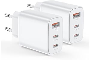 BHHB 2-Pack Chargeur USB C 30W 3-Ports Prise Chargeur USB C Type C Charge Rapide Carregateur Multiple Rapide pour iPhone 17 16 15 14 13 12 11 Pro Max XR XS 8 7, iPad, Samsung