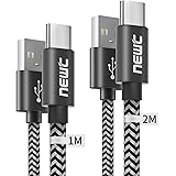 Câble USB C [Lot de 2, 1M+2M] Tressé Noir en Nylon pour Samsung Galaxy S8/S9/S10/S21/S22/S22 Plus, Huawei, Xiaomi, Honor, Nok