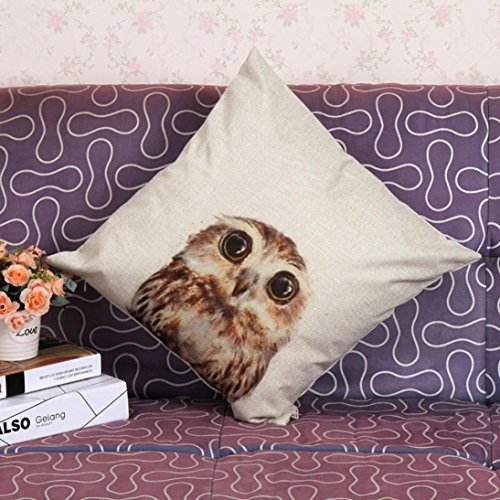 Sunnywill Vintage Eule Baumwolle Leinen Kissen Fall Sofa Taille Throw Kissen Cover Home Decor ( Kissen ist nicht inbegriffen ) - 4