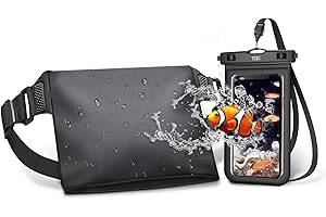 YOSH Borsa Impermeabile e IPX8 Custodia Impermeabile Smartphone, Custodia Subacquea iPhone con Cintura Regolabile per Kayak, Barca, Pesca, Nuoto, Snorkeling, Proteggere Telefono, Passaporto