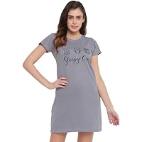 XOYA Women's Cotton Solid Knee Length Nighty
