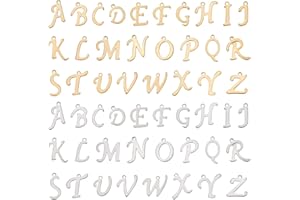 UNICRAFTALE 52 pz 2 colori In Acciaio Inox Alfabeto Charms AZ Lettera Ciondola Charms Ipoallergenici Pendenti per La Fabbricazione di Gioielli, Color Acciaio Dorato e Acciaio