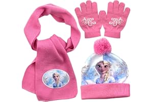 IOSCDH Fro-Zen Mütze Schal Handschuhe, Elsa Wintermütze Set Winter Warme Mütze Handschuhe Schal Set Geeignet Für 3-8 Jahre Alt Kindermützen Kinder-Winterausflugsanzug Kinder Winter Geschenke (C)